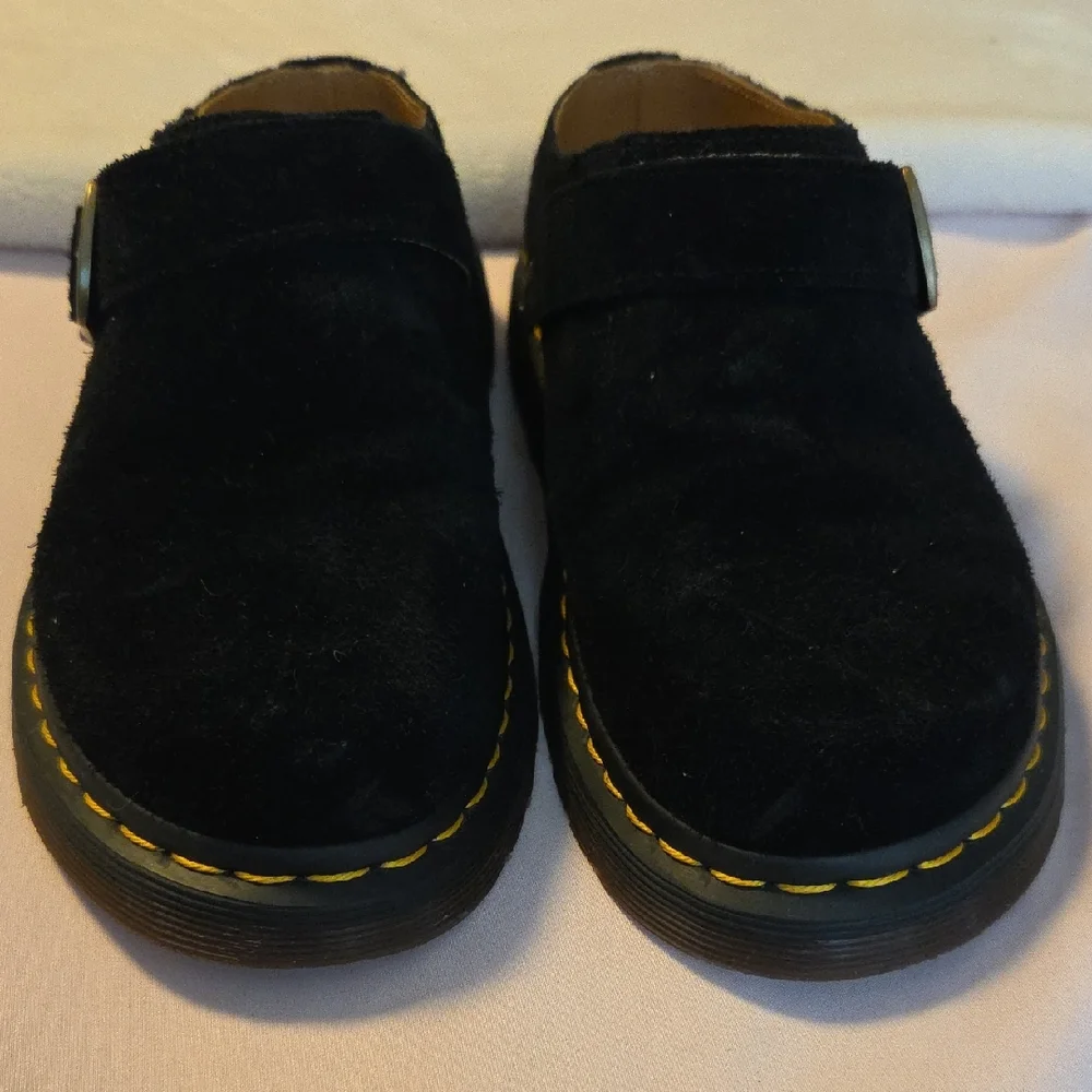 Black Suede Casual Shoes with Yellow Stitching - Picture 1 of 1